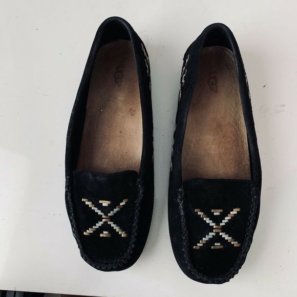 Ugg Calze Rustic Weave Black Suede Moccasins - Picture 5 of 5